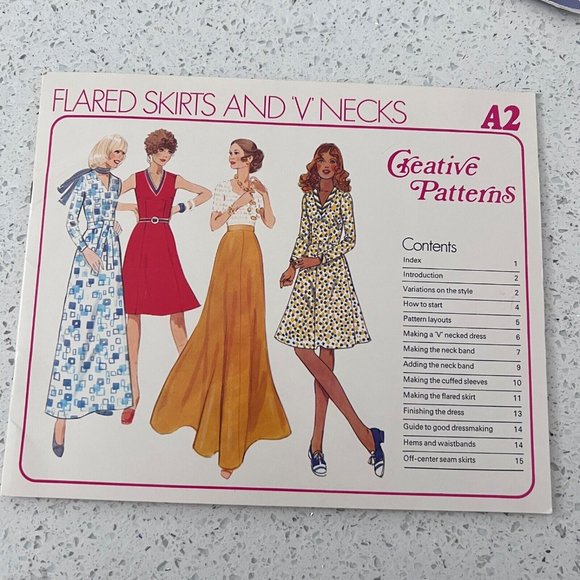 Creative Patterns A2 Dress V Neck Sleeveless Flared Skirt Uncut 1975 Hip 32 - 40 - Picture 2 of 9